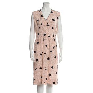 Marni Pink Abstract Print Silk Knee Length Dress 42